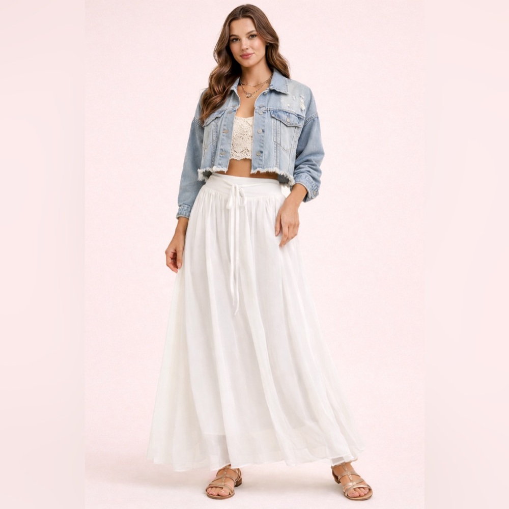 White Maxi Skirt | Layered Chiffon | Boho Romantic | High Waist